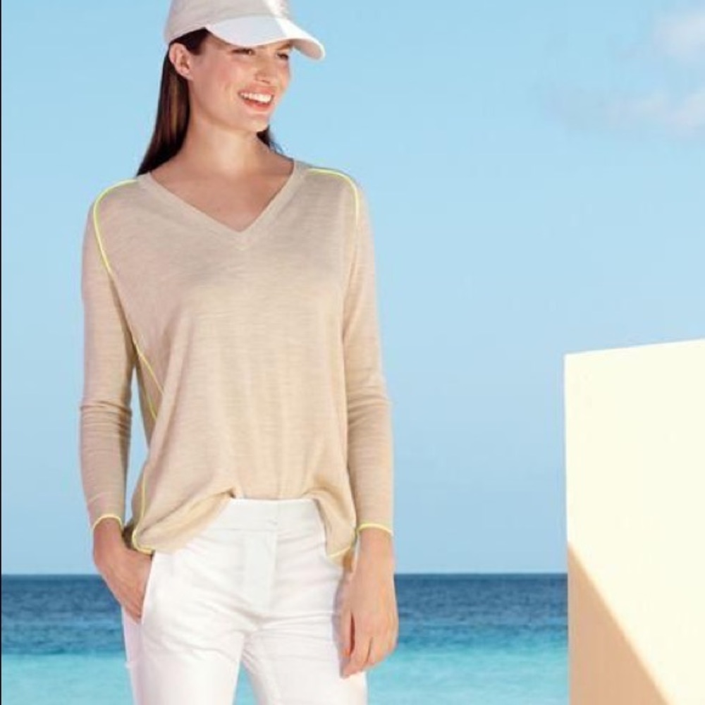 J. Crew Merino Tipped V-neck Sweater